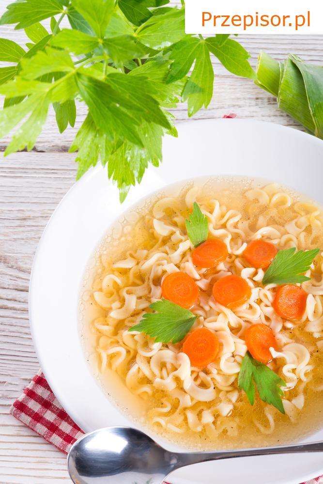 Warzywna zupa z makaronem lub literkami